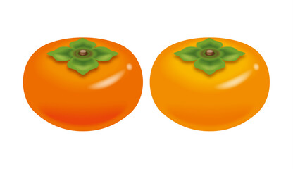 柿のイラスト。アイコンセット。