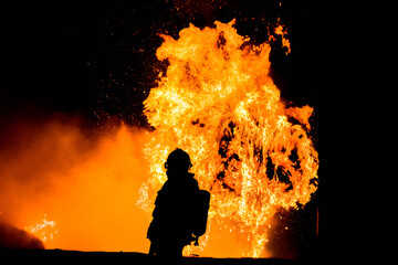 firefighter in the night