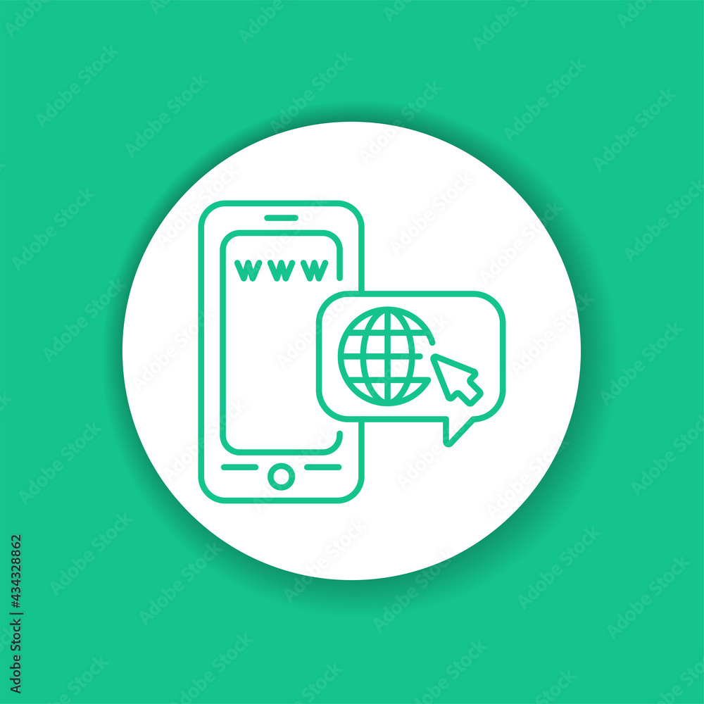 Aufkleber browser mobile application in smartphone color glyph icon.