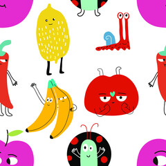 Seamless pattern and hand drawn texture. Cute colored doodle illustrations.Hand drawn trendy vector illustrations for print.