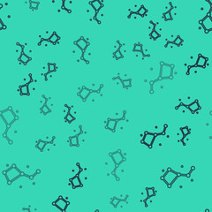 Fototapeta premium Black line Great Bear constellation icon isolated seamless pattern on green background. Vector
