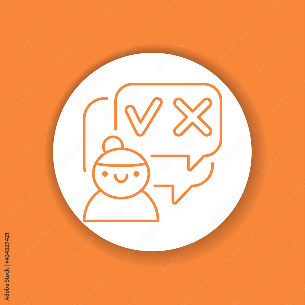 Poster decision-making color character glyph icon. soft skills.