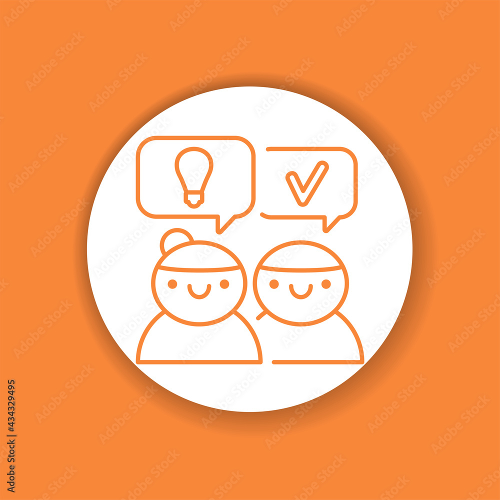 Poster logical reasoning color characters glyph icon. soft skills.