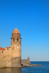 Collioure tower in harbor