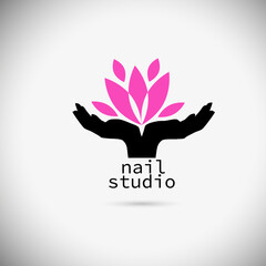 Logo manicure studio. Lotus flower. Vector illustration