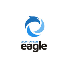 Circular Frame Shutter Aperture Lens symbol with Head of Eagle Falcon Hawk Bird logo design