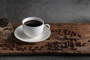 cup of coffee with beans