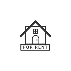 House for rent icon logo vector illustration concept. Real estate for rent, house for sale sign, vector line icon.