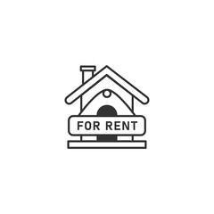 House for rent icon logo vector illustration concept. Real estate for rent, house for sale sign, vector line icon.