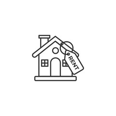 House for rent icon logo vector illustration concept. Real estate for rent, house for sale sign, vector line icon.