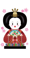 雛人形のイラスト。日本のひな祭り。 - obrazy, fototapety, plakaty