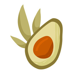 Sticker of little cute organic avocado on white background