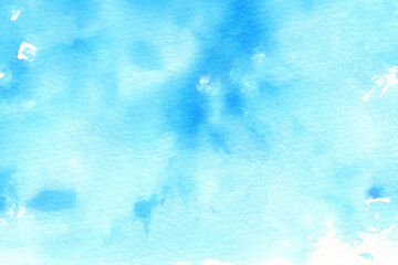 水彩テクスチャ背景(青色)  水彩紙に薄く滲むシアンの絵具