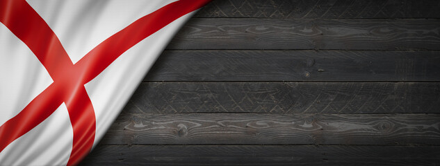 Alabama flag on black wood wall banner, USA