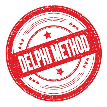 DELPHI METHOD text on red round grungy stamp.