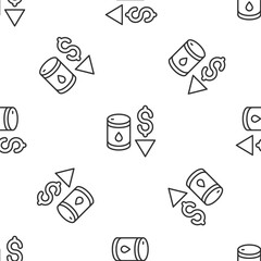 Grey line Drop in crude oil price icon isolated seamless pattern on white background. Oil industry crisis concept. Vector
