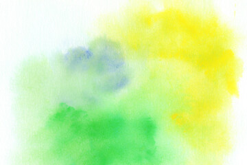 Fototapeta na wymiar 水彩テクスチャ背景(黄緑色) 紙に滲む黄色と緑色の水彩