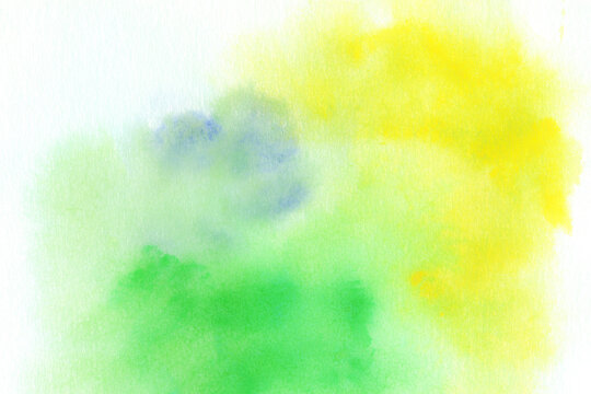 水彩テクスチャ背景(黄緑色) 紙に滲む黄色と緑色の水彩