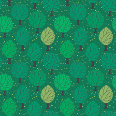 Seamless pattern of trees. Botanical bright and stylish background.