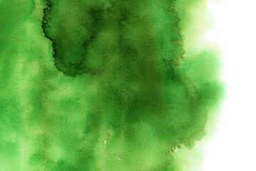 水彩テクスチャ背景(緑色) 水彩紙に広がる緑の絵具