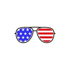 Fototapeta na wymiar Sunglasses with united states of america flag logo design icon vector 