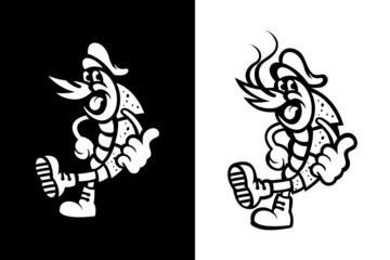  Shrimp captain line art logo.
