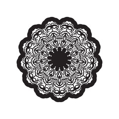 Black mandala on a white background. Good for menus, prints, logos and postcards.