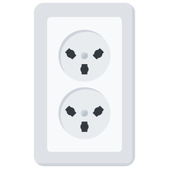 White Flat Wall Socket Vector Illustration Icon, Type H
