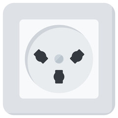 White Flat Wall Socket Vector Illustration Icon, Type H