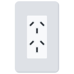 White Flat Wall Socket Vector Illustration Icon, Type I