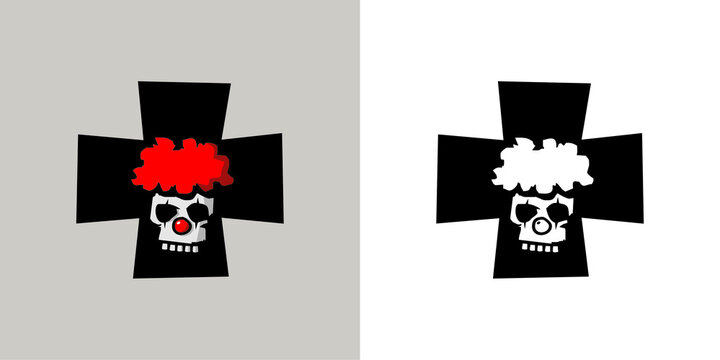  Skull Clown Logo In Black Cross.