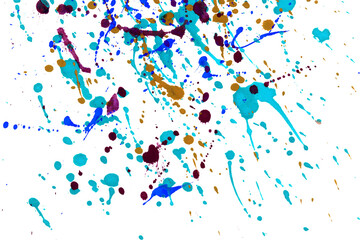水彩テクスチャ背景(カラフル)  青と茶色の水彩が飛び散る背景