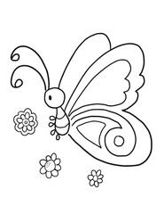 Cute Butterfly Coloring book Page Vector Illustration  Art
