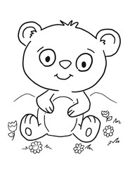 Cute Bear Cub Coloring Book Page Vector Illustration Art