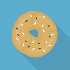 bagel with sesame seeds icon - vector illustration