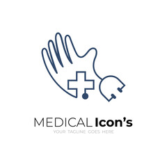 Stethoscope logo with line design template, line style