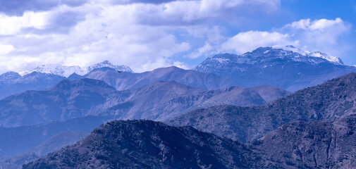Andes mountains in Chile in a beautiful blue color 