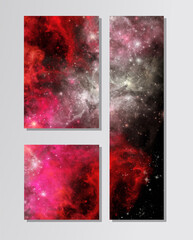 Space Abstract Galaxy Banners set. Vector design.