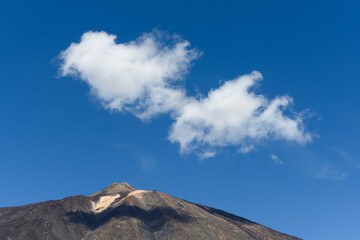 Rock desert landscape with blue sky in Tenerife in Canary Islands