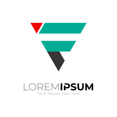 Letter F logo and triangle design template, simple style icon