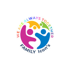 Simple family icon with circle design social, colorful design template