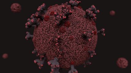 Coronavirus COVID-19 under the microscope. 3d illustration