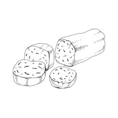 Marzipan loaf, retro hand drawn vector illustration.