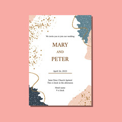 Elegant floral wedding invitation with textures