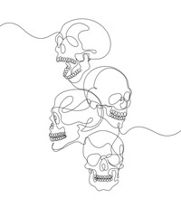 Continuous one line drawing. Abstract human skull. Vector illustration. Chillout. Logo
