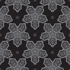 Black-gray seamless pattern with luxurious decorative ornaments. Good for covers, fabrics, postcards and printing. Vector illustration.