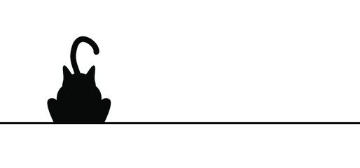 Drawing happy cat line pattern.  Kitty silhouette pictogram. Flat vector sleeping cartoon sketch sign. Animals day or Cat day. Lovers, love heart kitten. Cats say meow. Mouse, fishbone doodle icon.