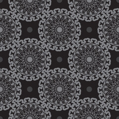 Black-gray seamless pattern with luxurious decorative ornaments. Good for menus, postcards, wall wallpapers, backgrounds, and fabrics. Vector illustration.