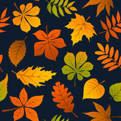 Fototapeta na wymiar autumn fall leaves seamless pattern