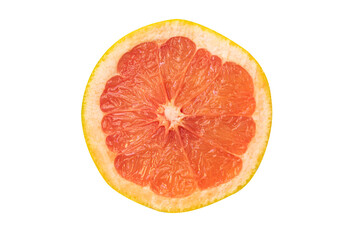Fototapeta na wymiar Slice of pink grapefruit isolated on white